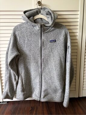 Patagonia Heather Gray Full-Zip Hooded Fleece Jacket